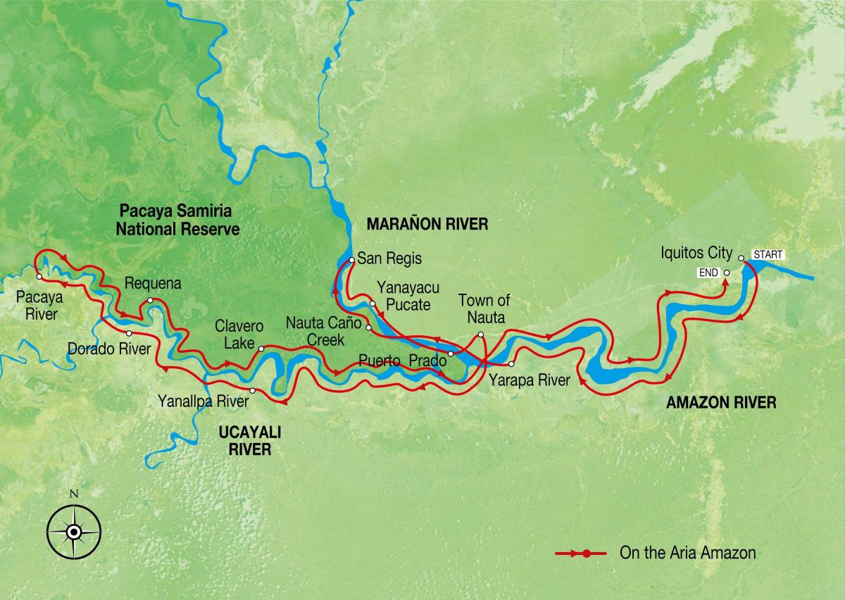 kort af amazon áin Perú