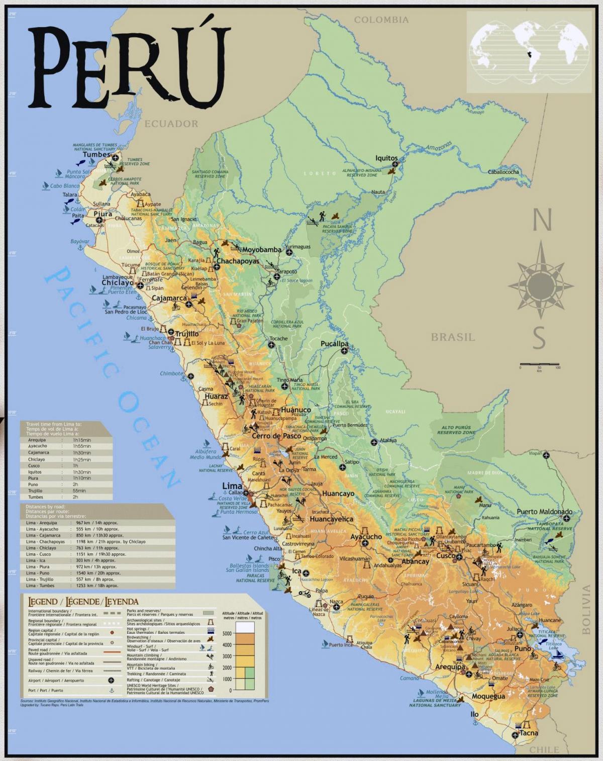 kort af Perú ferðast