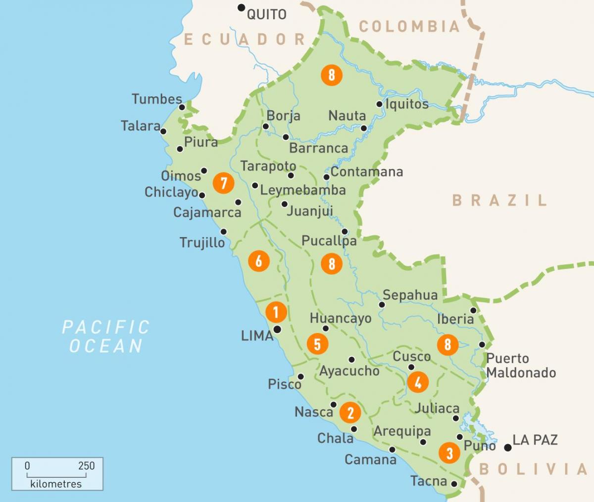 Peru héruðum kort