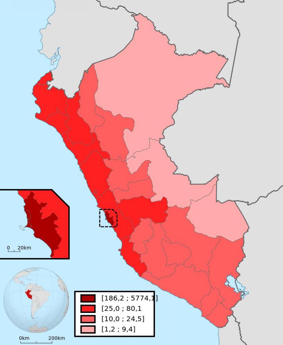 Peru íbúafjölda kort