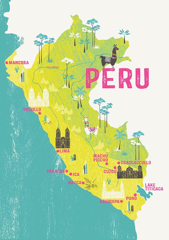 kort af Perú fyrir krakka