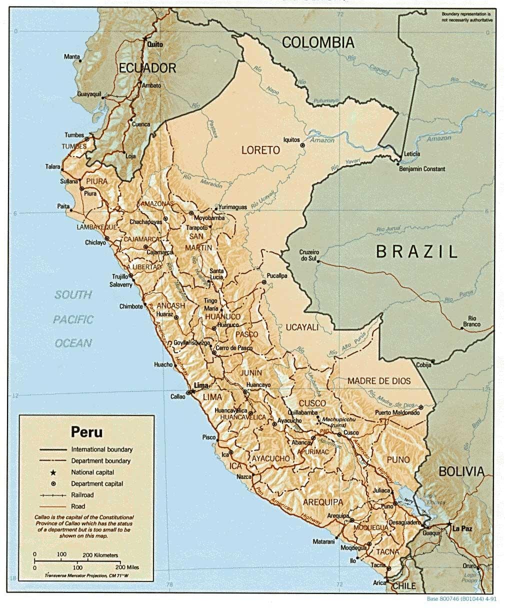 kort af Perú surf 