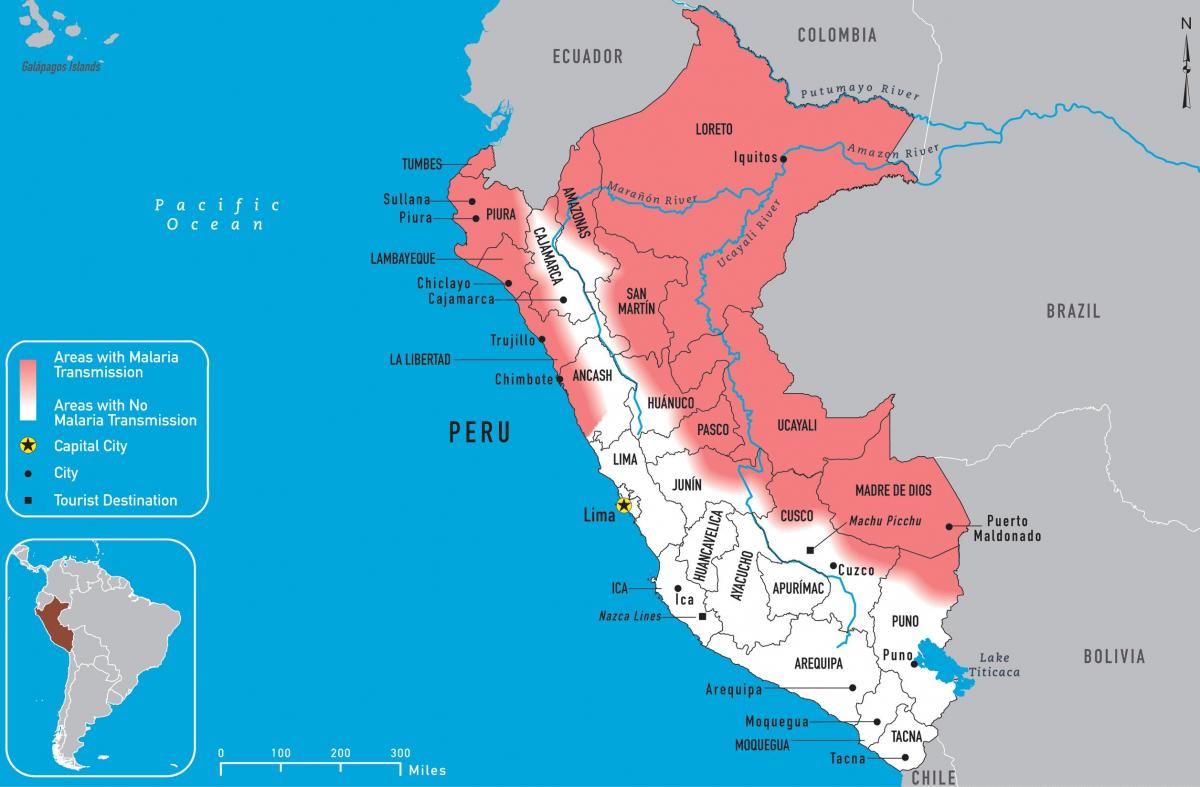 kort af Perú malaríu