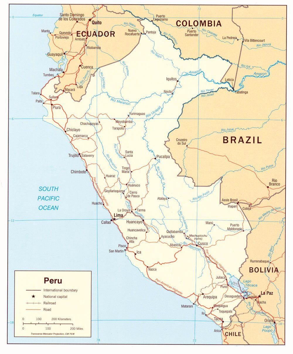 kort af Perú ríkjum
