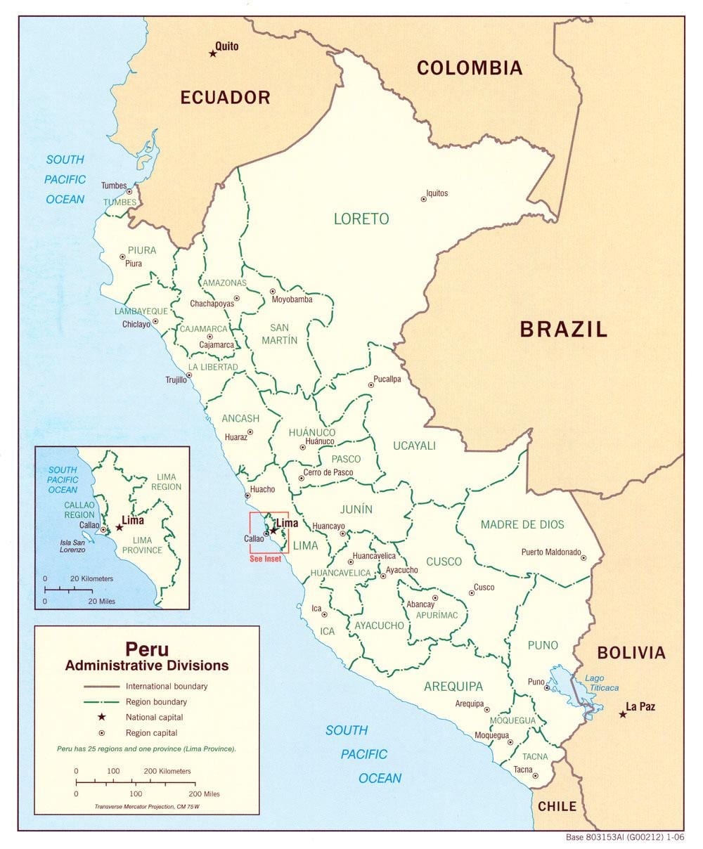 kort sýna Perú