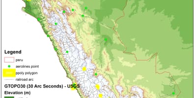 Kort af Perú hækkun