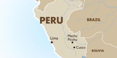 Kort af Perú og nærliggjandi löndum