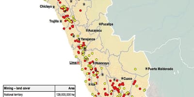 Kort af Perú náttúruauðlindir