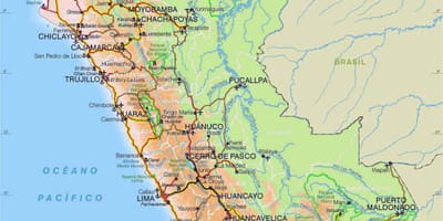 Kort af veginum Perú